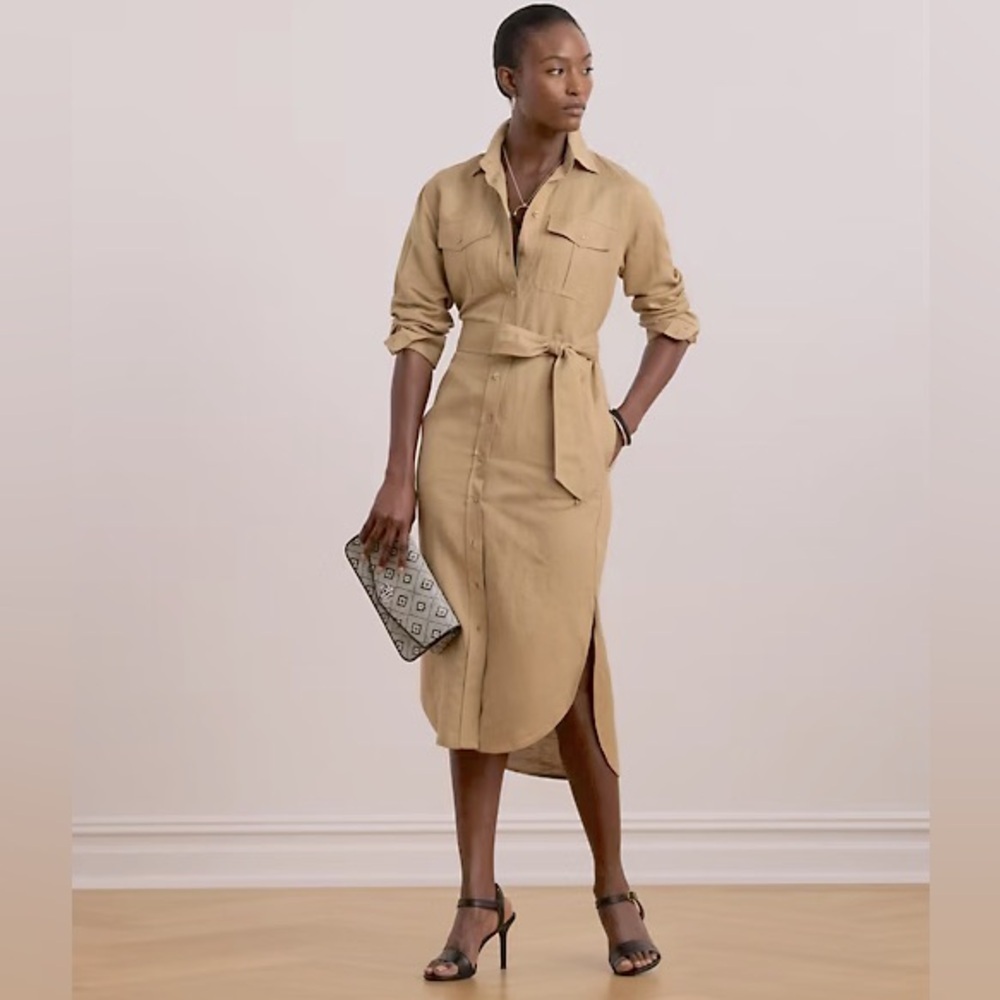 Lauren Ralph Lauren Tan Denim Button Down Utility Dress